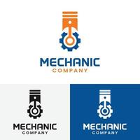 engranaje y pistón para plantilla de diseño de logotipo mecánico vector