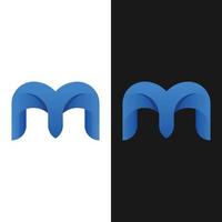 Letter Initial M Blue Gradient Logo Design Template vector