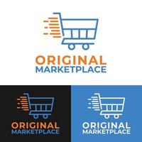 Shopping Cart Logo Design Template. Suitable for Online E Commerce Retail Shop Store Market Suprmarket Business Brand Simple Modern Logo Design vector