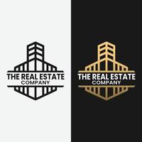 Real Estate Badge Logo Design Template. Suitable for Real Estate Realty Realtor Properties Mortgage Construction Development Management Agent in Line Style Logo Design vector