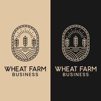 Wheat Rice Grain Farm Land Agriculture Linear Line Outline Luxury Vintage Hipster Retro Logo Design