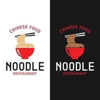 Noodle Mie Ramen in a Bowl and Chopsticks Logo Design Template