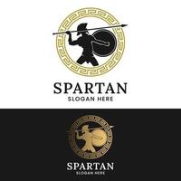 héroe espartano aquiles ares mitología griega plantilla de diseño de logotipo vector
