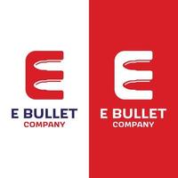 Letter Initial E with Bullet Projectile Cartridge Ammo for Gun Shop Armory Army Military Soldier Brand Business Company in Simple Flat Retro Logo Design Template vector