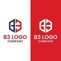 Plantilla de diseño de logotipo de monograma letra inicial b3 hexagonal vector