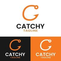 Letra inicial c plantilla de diseño de logotipo de anzuelo de pesca vector