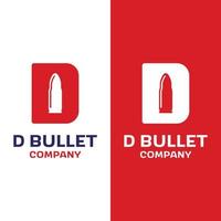 Letter Initial D with Bullet Projectile Logo Design Template vector