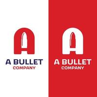 Letter Initial A with Bullet Projectile Logo Design Template vector