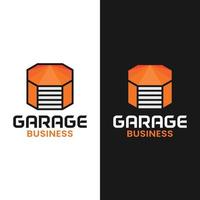 Orange Garage in Octagon Shape Logo Design Template vector
