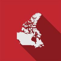 Canada map on red background with long shadow vector