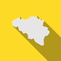 Map of Belgium on yellow Background with long shadow vector