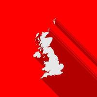 Mapa de Inglaterra sobre fondo rojo con una larga sombra vector