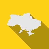 Vector Illustration of the Map of Ukraine on yellow Background with long shadow