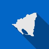 Nicaragua map on blue background with long shadow vector