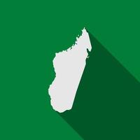 Mapa de Madagascar sobre fondo verde con sombra larga vector