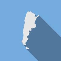 Mapa de Argentina sobre fondo azul con sombra larga vector