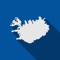 Mapa del vector de Islandia aislado sobre fondo azul con una larga sombra