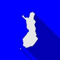 Map of Finland. Silhouette isolated on Blue background with long shadow vector