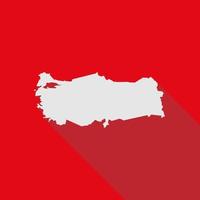 Map of Turkey on red Background with long shadow vector