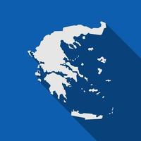 Mapa de Grecia sobre fondo azul con sombra larga vector