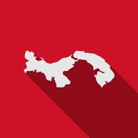 Panama map on red background with long shadow vector