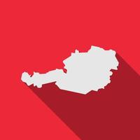 Map of Austria on red Background with long shadow vector