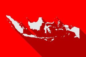 Mapa de Indonesia sobre fondo rojo con una larga sombra vector