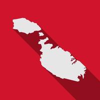 Malta Vector Map Isolated on red Background with long shadow