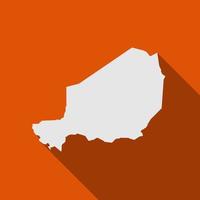 Map of Niger on orange Background with long shadow vector