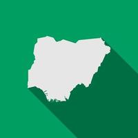 Mapa de Nigeria sobre fondo verde con una larga sombra vector