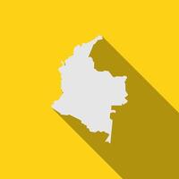 Colombia map on yellow background with long shadow vector