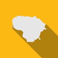 Map of Lithuania on yellow Background with long shadow vector