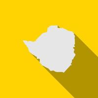 Map of Zimbabwe on yellow Background with long shadow vector