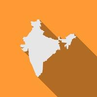 Map of India on yellow Background with long shadow vector