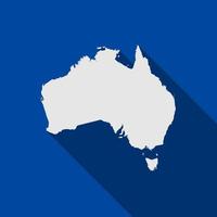 Map of Australia on Blue Background with long shadow vector