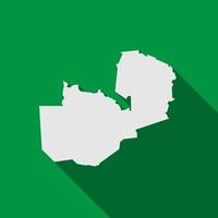 Map of Zambia on green Background with long shadow vector