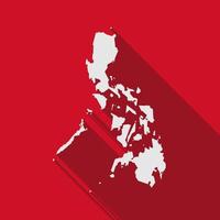 Map of Philippine Islands on red Background with long shadow vector