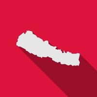 Map of Nepal on red Background with long shadow vector