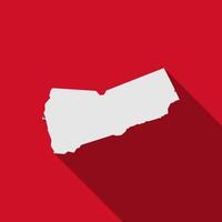 Map of Yemen on red Background with long shadow vector