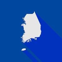 Map of South Korea on Blue Background with long shadow vector