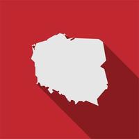 Map of Poland on red Background with long shadow vector