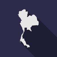 Map of Thailand on Blue Background with long shadow
