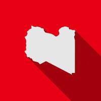 Map of Libya on red Background with long shadow vector