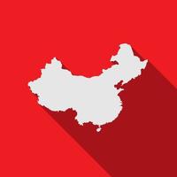 Map of China on red Background with long shadow vector