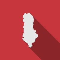 Mapa de Albania sobre fondo rojo con una larga sombra vector