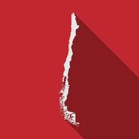 Chile map on red background with long shadow vector