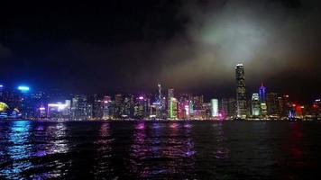 paisaje de la ciudad de hong kong con iluminación video