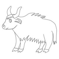 Hand drawn cute Yak Animal vector illustration isolated in a white background