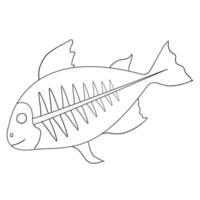 Hand drawn cute blue X-ray fish Animal vector illustration isolated in a white background,