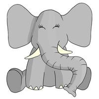 Hand drawn cute elephant Animal vector illustration isolated in a white background